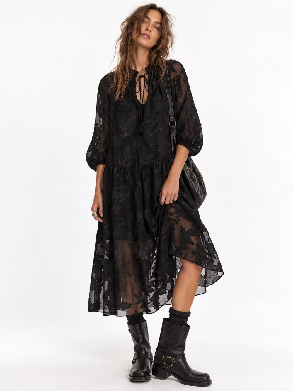 Aritzia Wilfred Dufour Ruffle Dress floral whimsigoth sheer unconventional lace